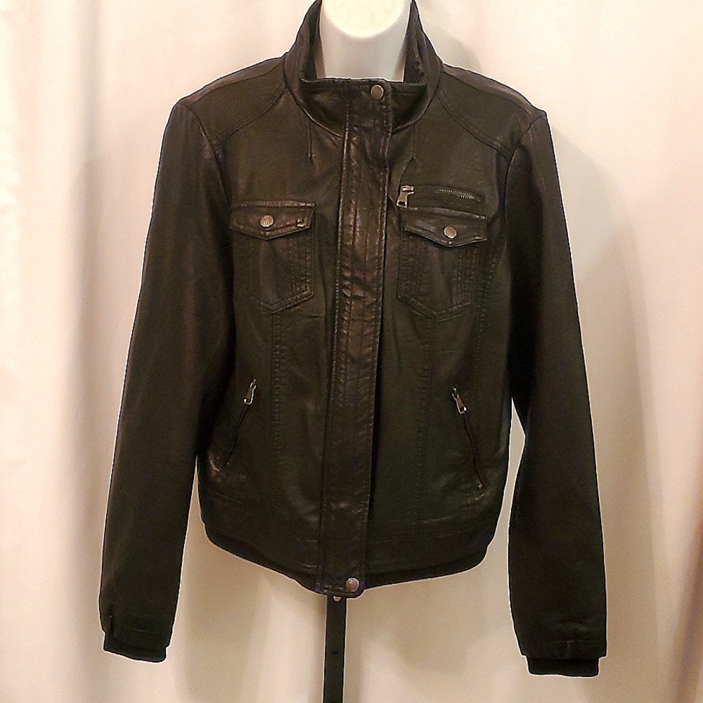 Faux Leather Coat